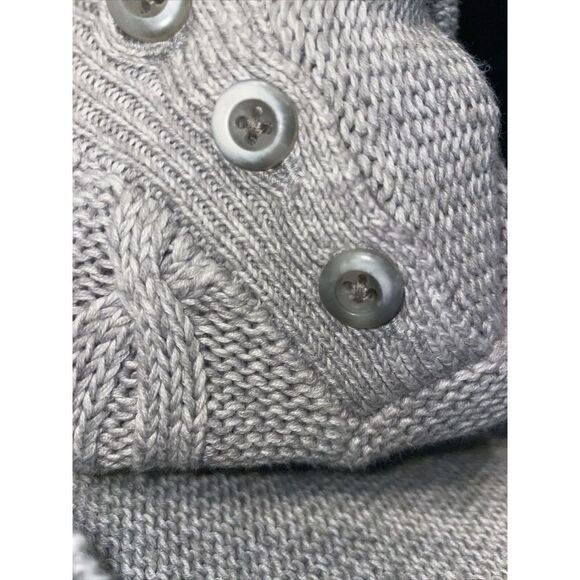 LL Bean Cable‎ Knit Sweater Womens Small Reg Cotton Stitch Button Shoulder Gray - Picture 6 of 7